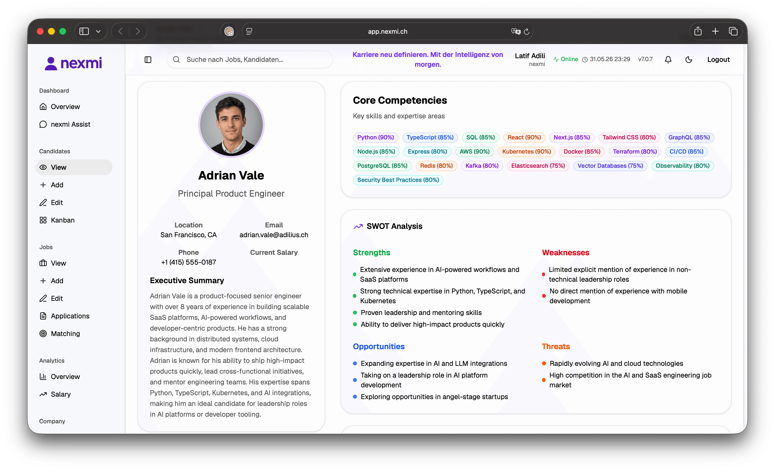 nexmi Kandidatinnenprofil - Light Mode